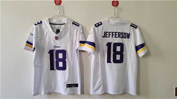 Women%27s Minnesota Vikings #18 Justin Jefferson White F.U.S.E. Vapor Untouchable Limited Football Stitched Jersey(Run Small)